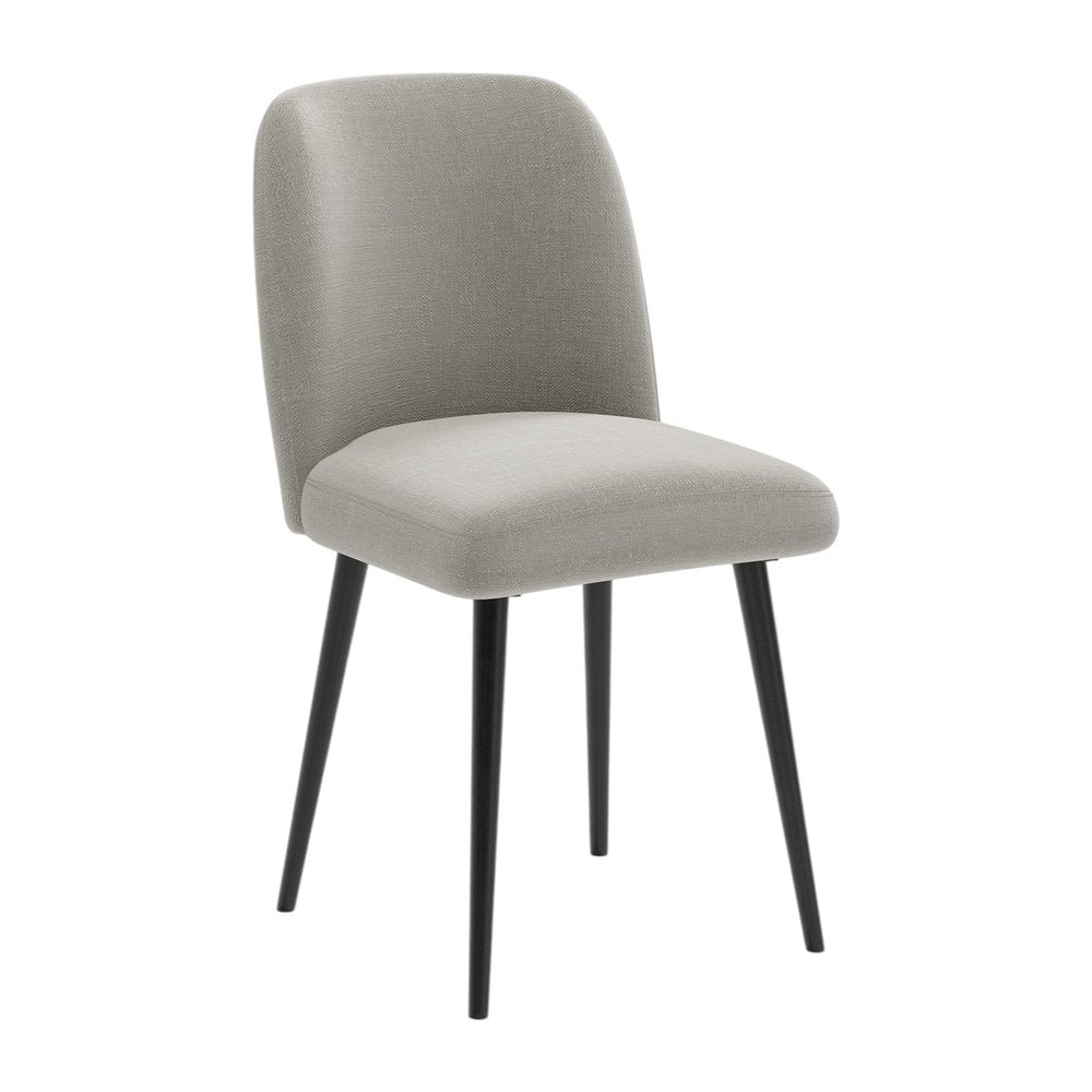 Set of Two Gray And Black Upholstered Fabric Dining Side Chairs