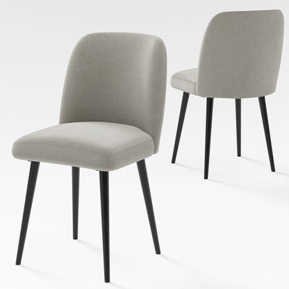 Set of Two Gray And Black Upholstered Fabric Dining Side Chairs