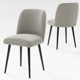 Set of Two Gray And Black Upholstered Fabric Dining Side Chairs