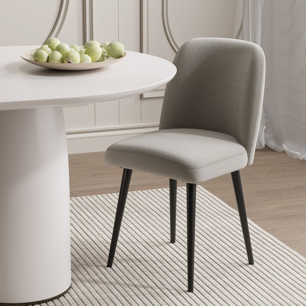 Set of Two Gray And Black Upholstered Fabric Dining Side Chairs