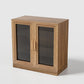 31" Natural And Clear Glass Door Accent Cabinet With Three Shelves