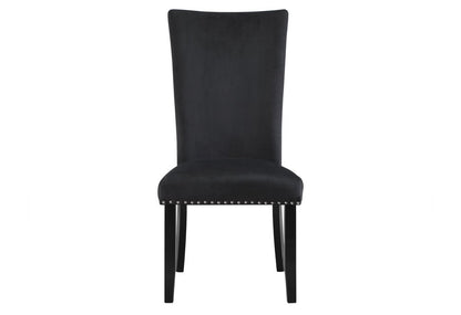 Set of Two Black Upholstered Velvet Dining Side Chairs