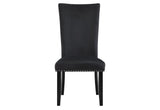 Set of Two Black Upholstered Velvet Dining Side Chairs