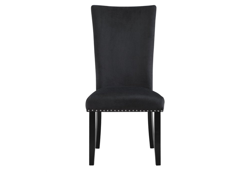 Set of Two Black Upholstered Velvet Dining Side Chairs