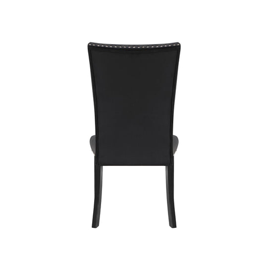 Set of Two Black Upholstered Velvet Dining Side Chairs