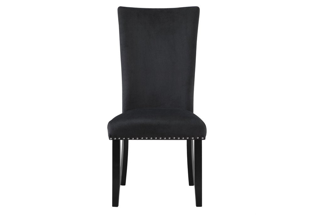 Set of Two Black Upholstered Velvet Dining Side Chairs