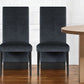 Set of Two Black Upholstered Velvet Dining Side Chairs
