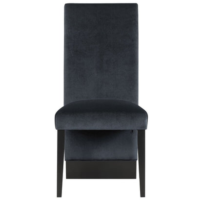 Set of Two Black Upholstered Velvet Dining Side Chairs