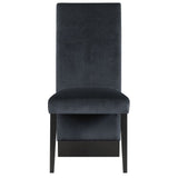 Set of Two Black Upholstered Velvet Dining Side Chairs