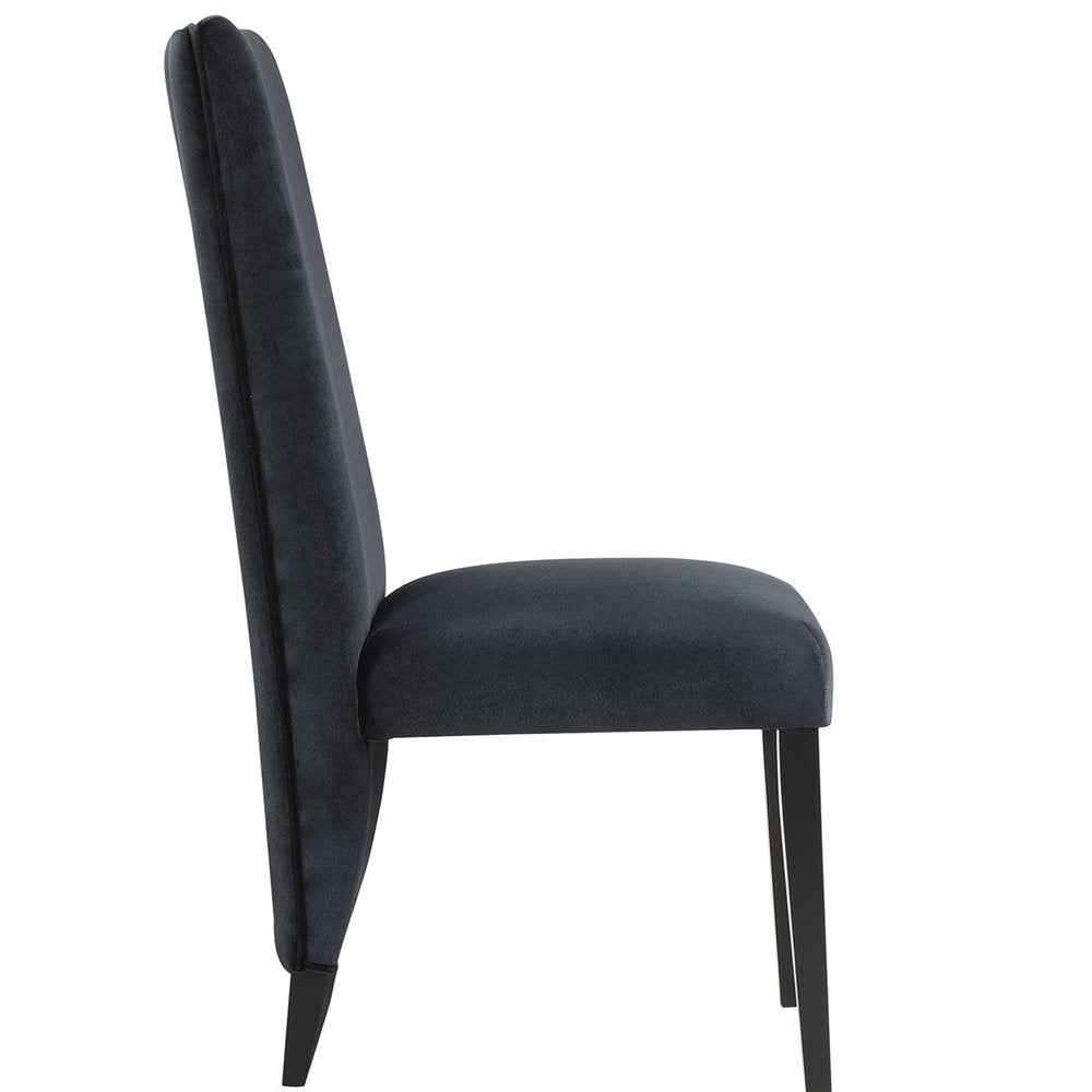 Set of Two Black Upholstered Velvet Dining Side Chairs