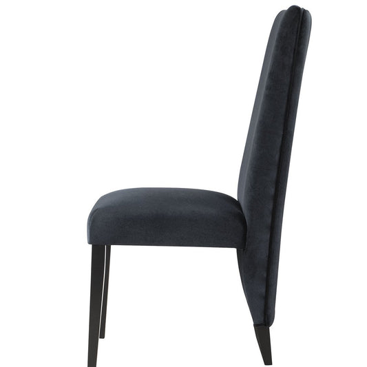 Set of Two Black Upholstered Velvet Dining Side Chairs