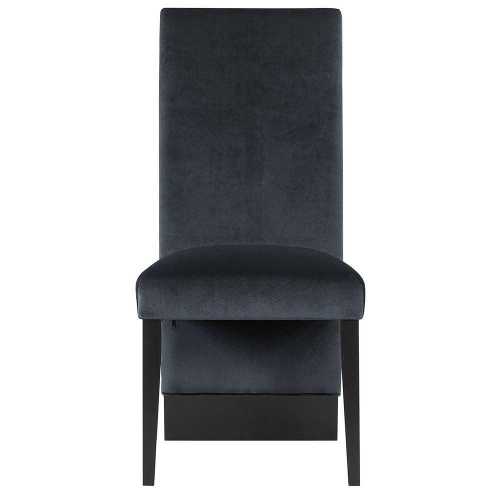 Set of Two Black Upholstered Velvet Dining Side Chairs