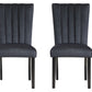 Set of Two Black Upholstered Velvet Dining Side Chairs