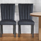 Set of Two Black Upholstered Velvet Dining Side Chairs