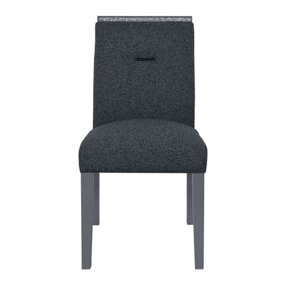 Dark Gray Upholstered Fabric With Faux Crystal Bling Dining Side Chair