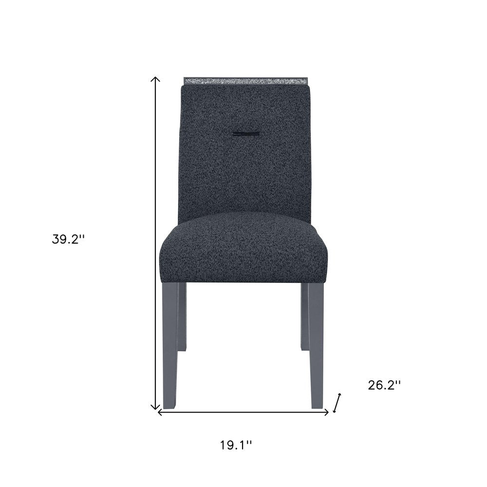 Dark Gray Upholstered Fabric With Faux Crystal Bling Dining Side Chair