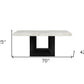 70" White and Black Faux Marble and Wood Pedestal Base Dining Table