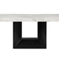 70" White and Black Faux Marble and Wood Pedestal Base Dining Table