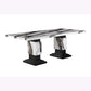 82" Black and White Faux Marble and Wood Double Pedestal Base Dining Table