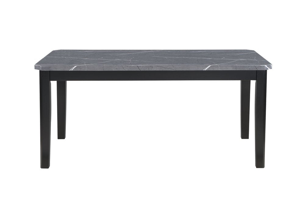 66" Dark Gray Faux Marble and Wood Dining Table