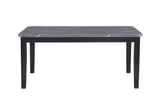 66" Dark Gray Faux Marble and Wood Dining Table
