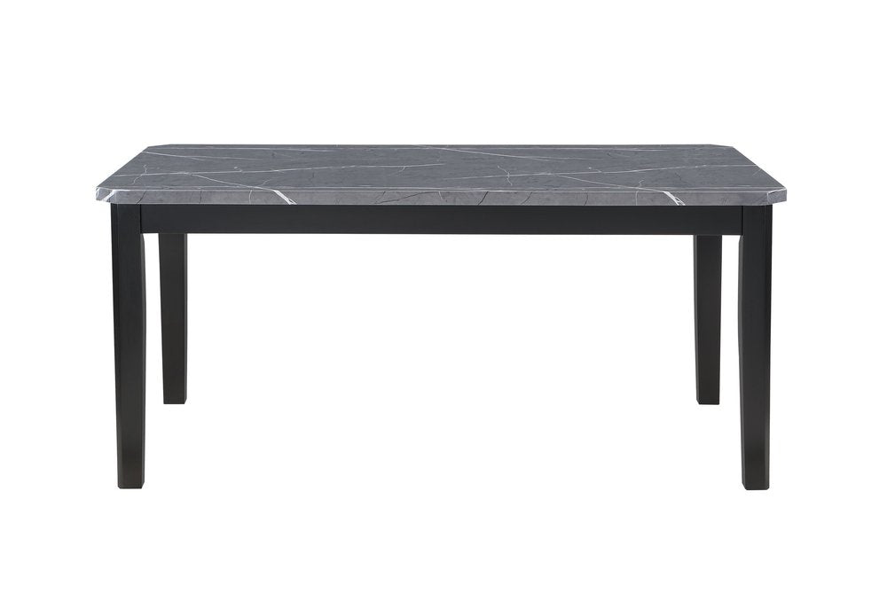 66" Dark Gray Faux Marble and Wood Dining Table