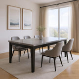 66" Dark Gray Faux Marble and Wood Dining Table