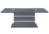 79" Dark Gray Faux Crystals Glass and Wood Pedestal Base Dining Table
