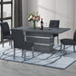 79" Dark Gray Faux Crystals Glass and Wood Pedestal Base Dining Table