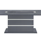 79" Dark Gray Faux Crystals Glass and Wood Pedestal Base Dining Table