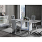 79" Light Gray and White Marble and Wood Pedestal Base Dining Table