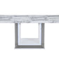 79" Light Gray and White Marble and Wood Pedestal Base Dining Table