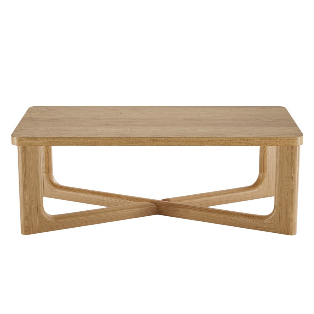 50" Natural Solid Wood Cross Legs Coffee Table