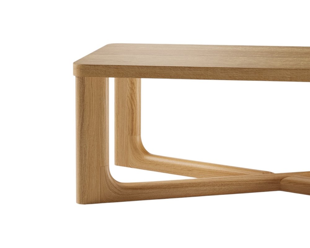 50" Natural Solid Wood Cross Legs Coffee Table