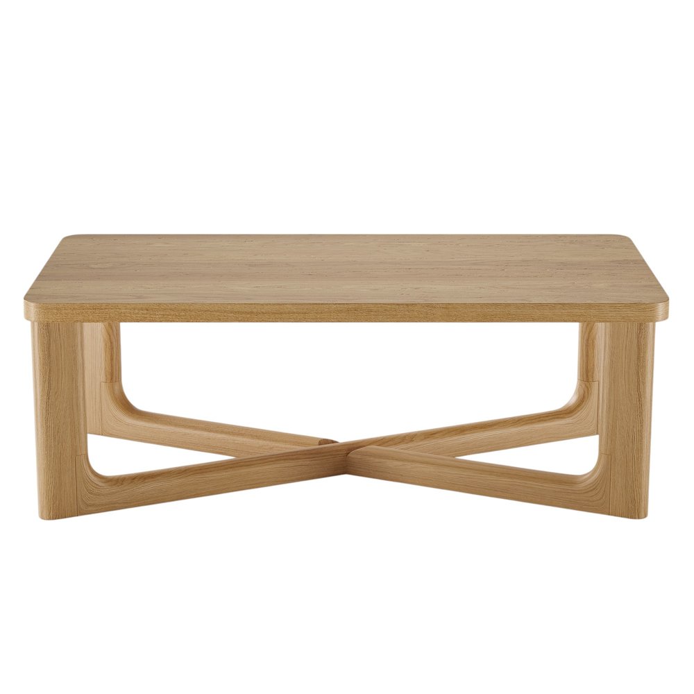 50" Natural Solid Wood Cross Legs Coffee Table