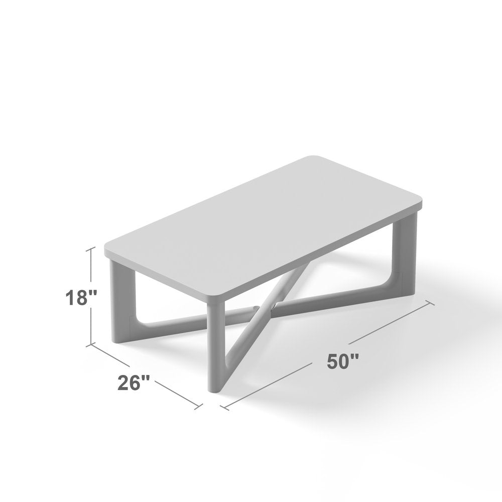 50" Natural Solid Wood Cross Legs Coffee Table