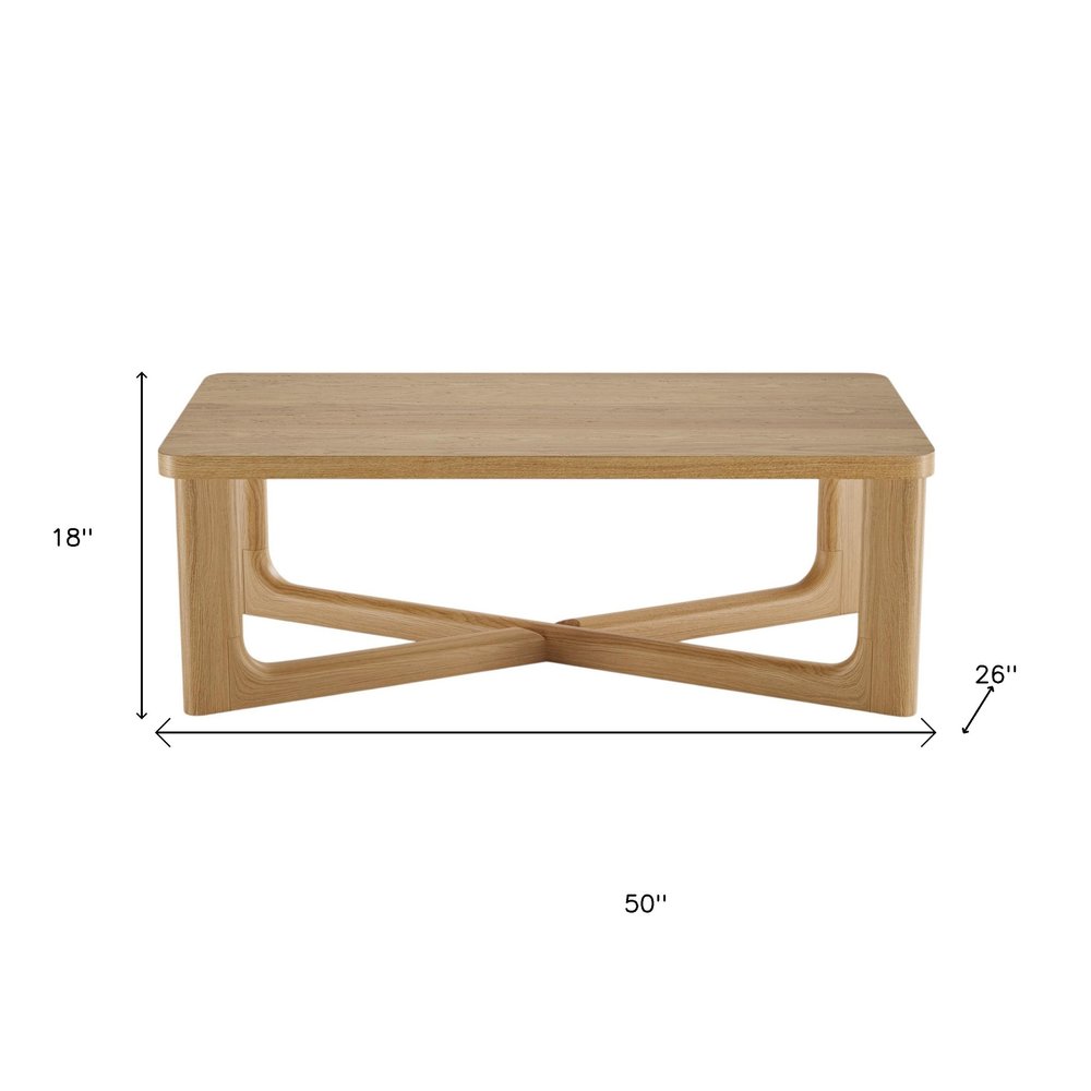 50" Natural Solid Wood Cross Legs Coffee Table
