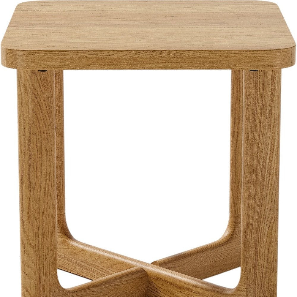 24" Natural Solid Wood Square Cross Legs End Table