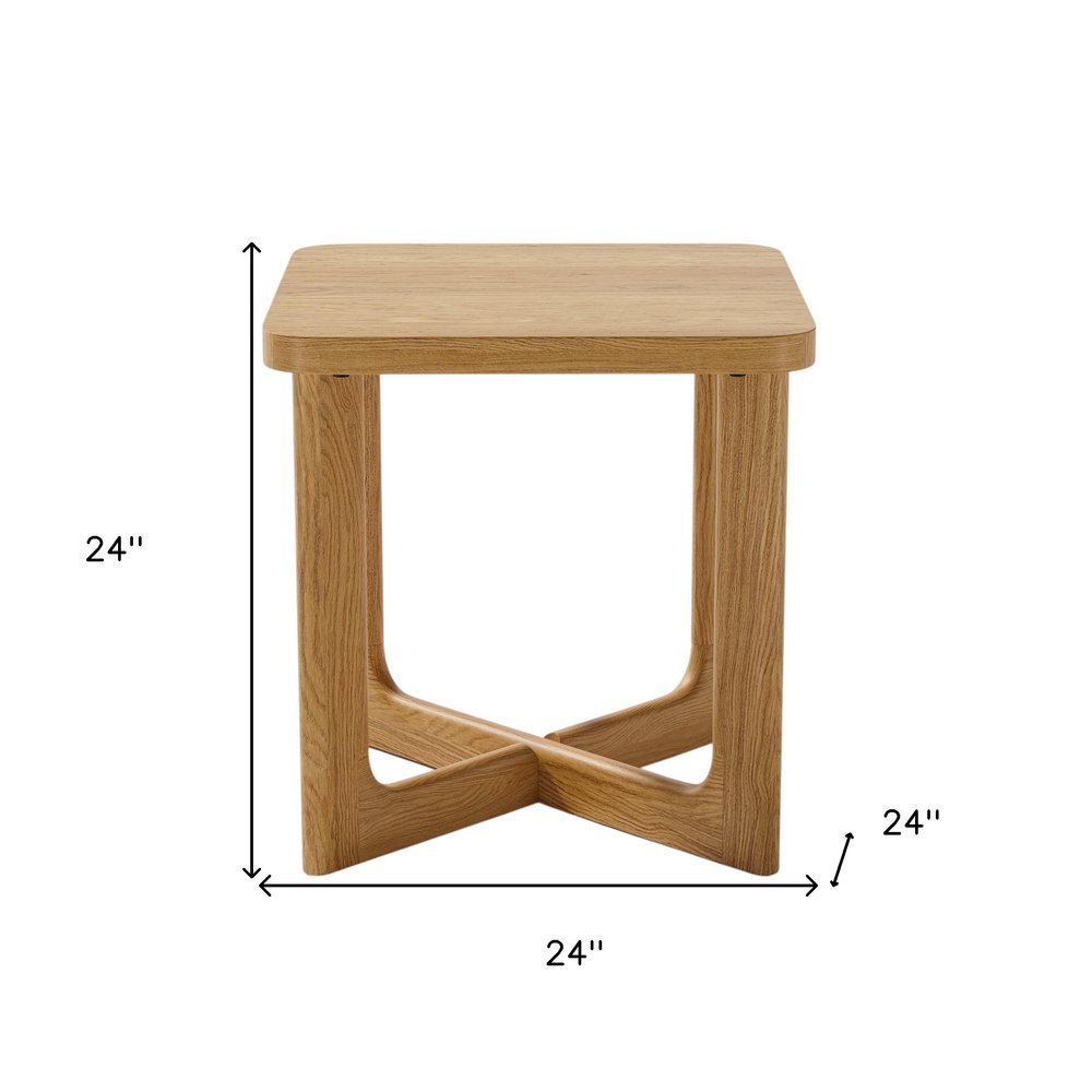 24" Natural Solid Wood Square Cross Legs End Table