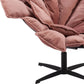 42" Pink And Black Velvet And Upholstered Swivel Side Chair