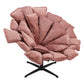42" Pink And Black Velvet And Upholstered Swivel Side Chair