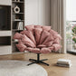42" Pink And Black Velvet And Upholstered Swivel Side Chair