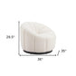 36" Cream And Black Faux Shearling And Upholstered Barrel Chair