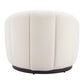 36" Cream And Black Faux Shearling And Upholstered Barrel Chair