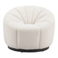 36" Cream And Black Faux Shearling And Upholstered Barrel Chair