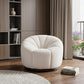 36" Cream And Black Faux Shearling And Upholstered Barrel Chair