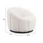 36" Cream And Black Faux Shearling And Upholstered Barrel Chair