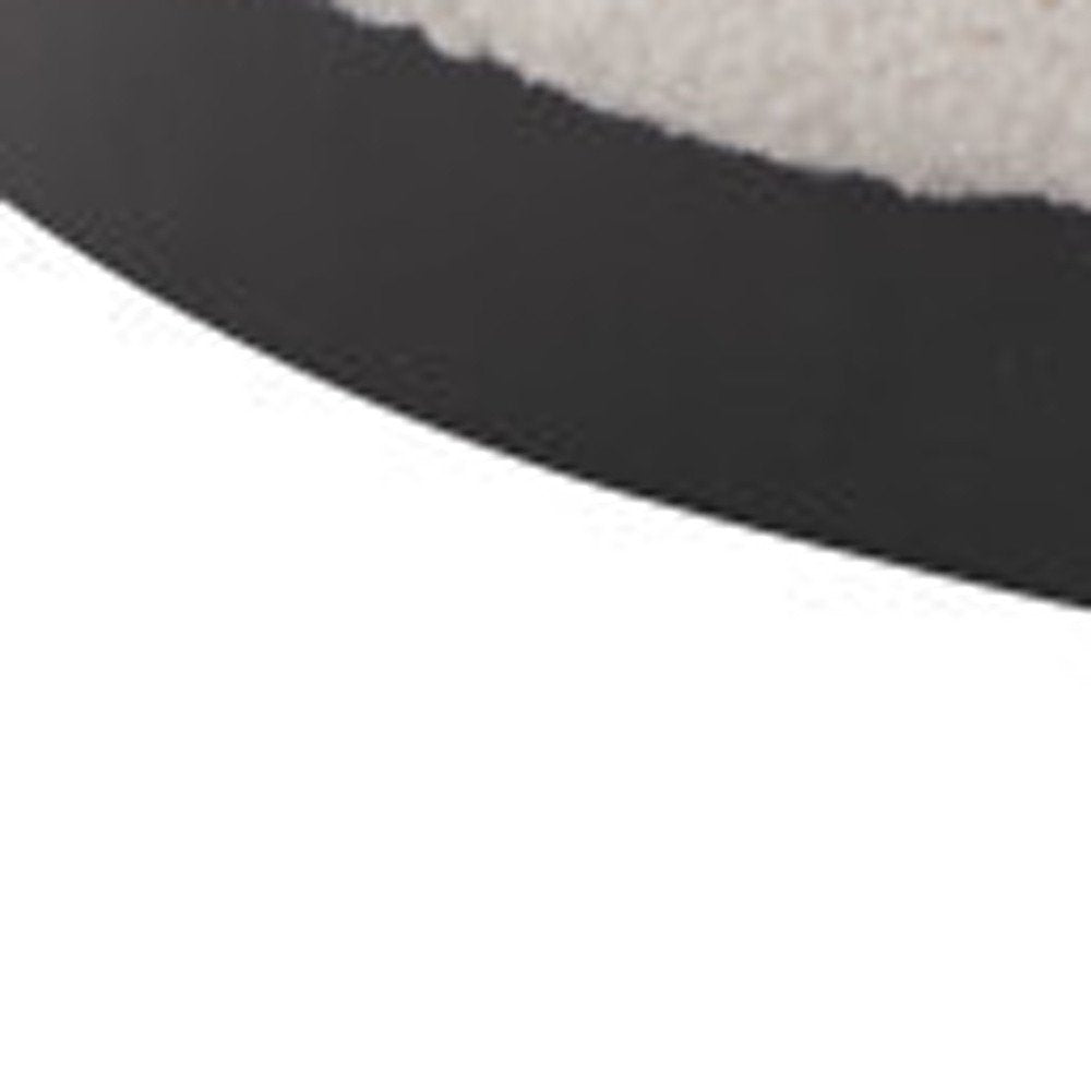 36" Cream And Black Faux Shearling And Upholstered Barrel Chair