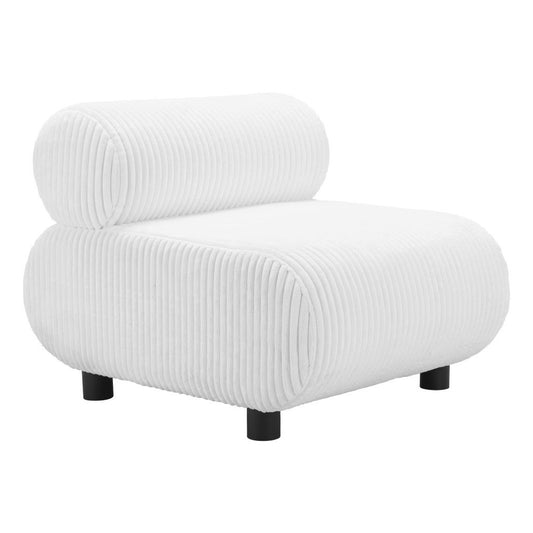 31" White And Black Corduroy And Upholstered Side Chair