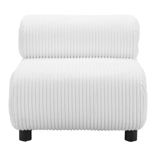 31" White And Black Corduroy And Upholstered Side Chair